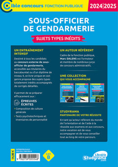 Sous-officier de gendarmerie – Sujets types inédits (Catégorie B – Concours 2024-2025)
