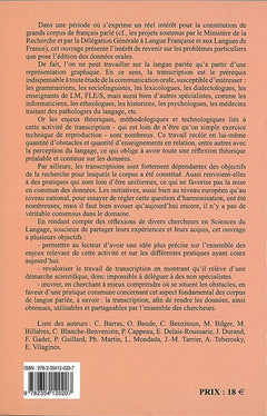 Données orales. Les enjeux de la transcription
