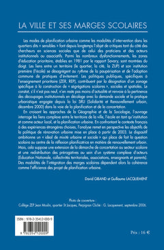 Ville et ses marges scolaires. retour d'experiences sur l'éducation prioritaire