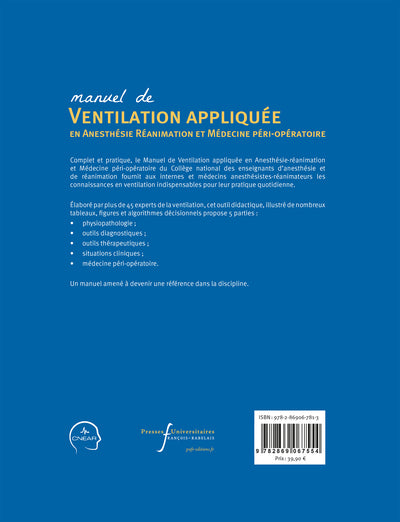 Manuel de ventilation appliquée en anesthésie réanimation et médecine péri-opératoire