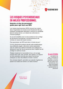 Les risques psychosociaux en milieu professionnel