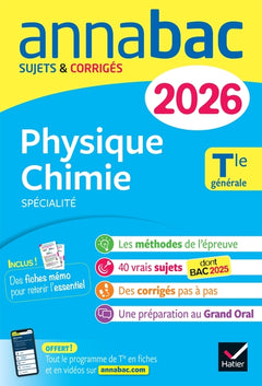 Annales du bac 2026 - Annabac Physique-Chimie Tle générale (spécialité)