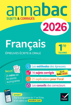 Annales du bac 2026 - Annabac Français 1re technologique