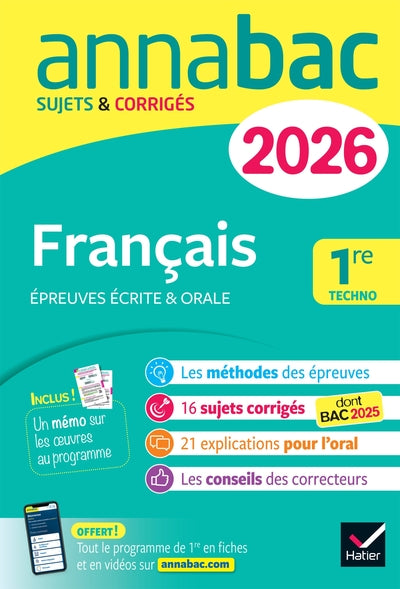 Annales du bac 2026 - Annabac Français 1re technologique
