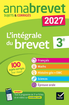 Annales du brevet 2027 -  Annabrevet L'intégrale du Brevet 3e (tout-en-un)