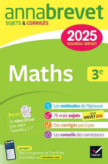 Annales du brevet Annabrevet 2025 Maths 3e