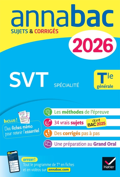 Annales du bac 2026 -  Annabac SVT Tle générale (spécialité)