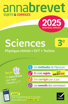 Annales du brevet Annabrevet 2025 Sciences 3e