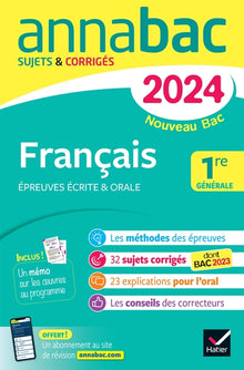 Annales du bac Annabac 2024 Français 1re générale