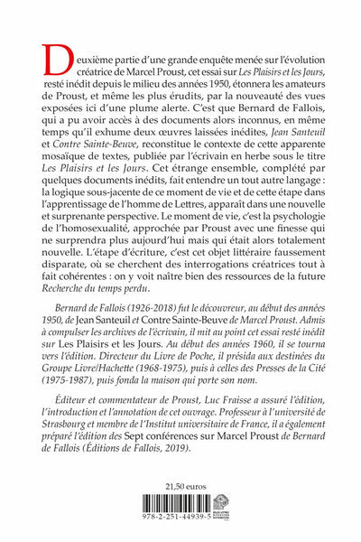 Proust avant Proust: Essai sur Les Plaisirs et les Jours