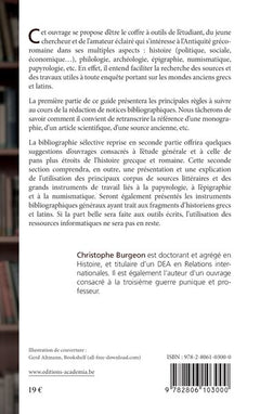 Guide bibliographique de l'étudiant et du jeune chercheur en histoire gréco-romaine