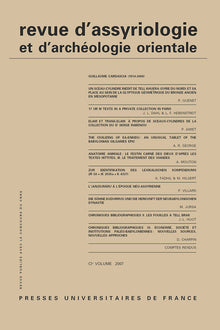 Rev. d'assyrio. et d'archéo. orient. 2007, vol. 101