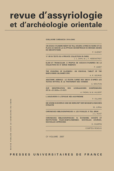 Rev. d'assyrio. et d'archéo. orient. 2007, vol. 101