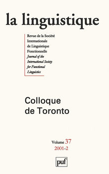 Linguistique 2001, Vol. 37 (2)