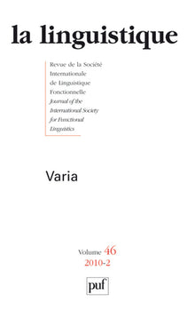 Linguistique 2010, Vol. 46 (2)