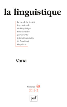 Linguistique 2012, vol. 48 (2)