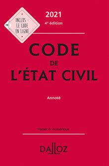 Code de l'état civil 2021, annoté