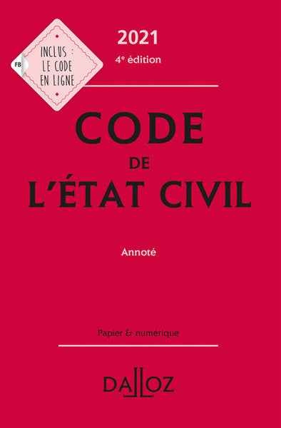 Code de l'état civil 2021, annoté